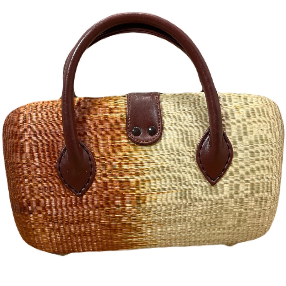 Le Sak Ombré Tan and Orange (rust) Hard Body Woven Handbag NWOT - Picture 4 of 11